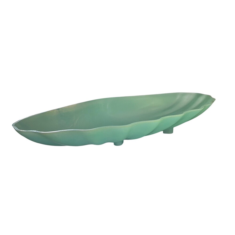 VTG 70s Plastic Jadeite Aqua Colored 11" Acrylic Bath Vanity Seashell Dish Tray